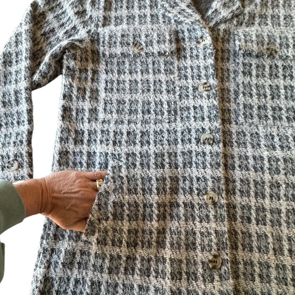 Liverpool Heather Houndstooth Fuzzy Button Front Boxy Jacket Women's Large - Picture 13 of 16